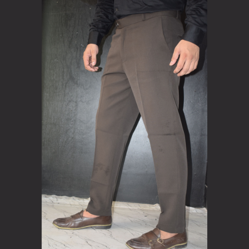Khaki Brown Stretchable Cotton Pants for Men