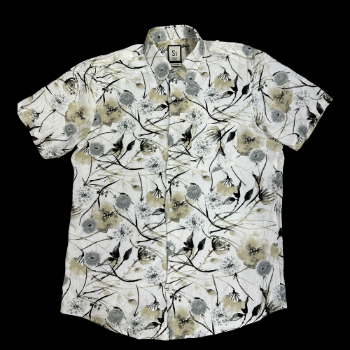White Floral Jungle Leaf Print Shirt for Men