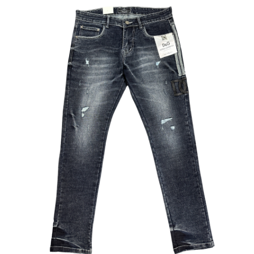 Vintage Black Faded Denim Jeans for Men