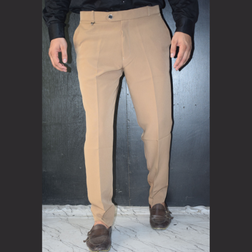Light Brown Slim Fit Casual Pants for Men